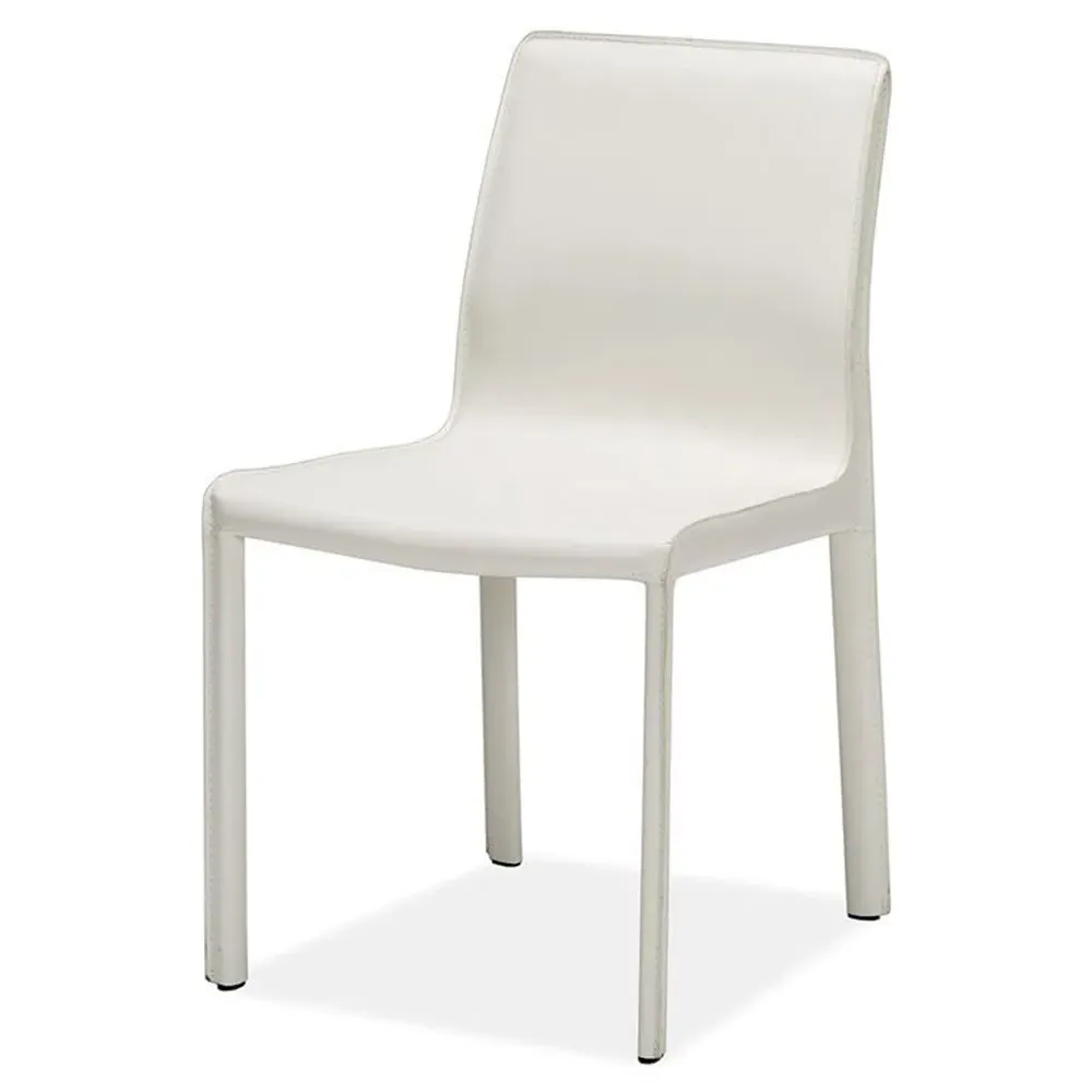 Jada Upholstered Leather Dining Side Chair - Winter White