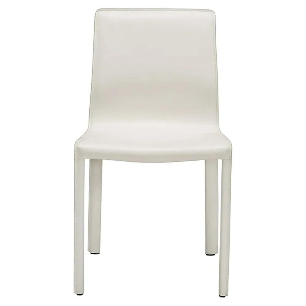 Jada Upholstered Leather Dining Side Chair - Winter White
