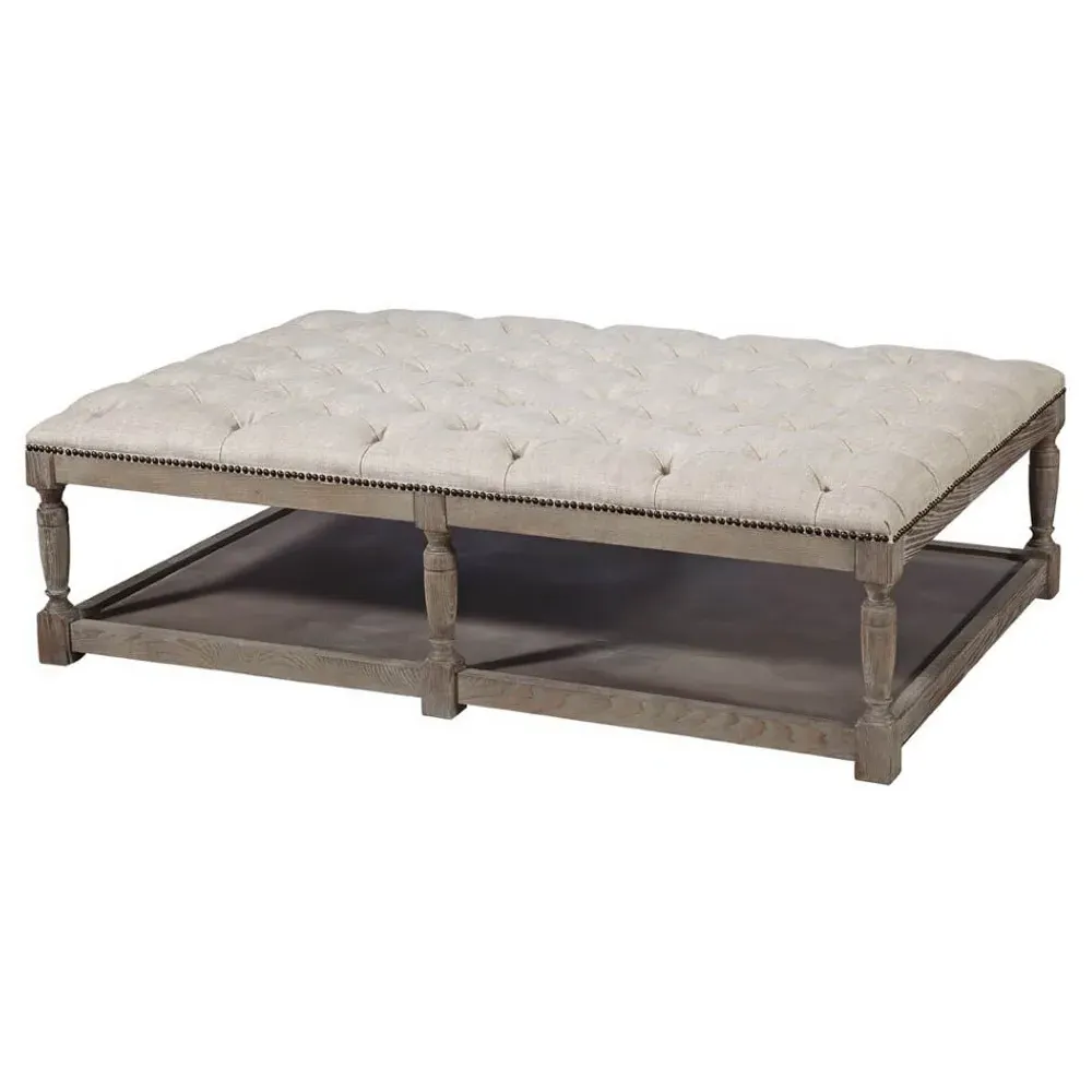 Jade Rectangular Cocktail Ottoman - Beige, Linen