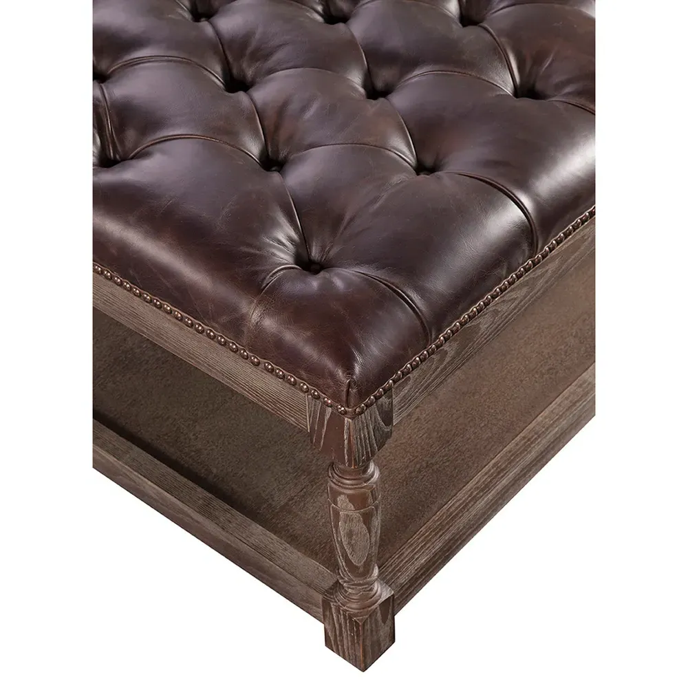 Jade Rectangular Cocktail Ottoman - Brown, Leather