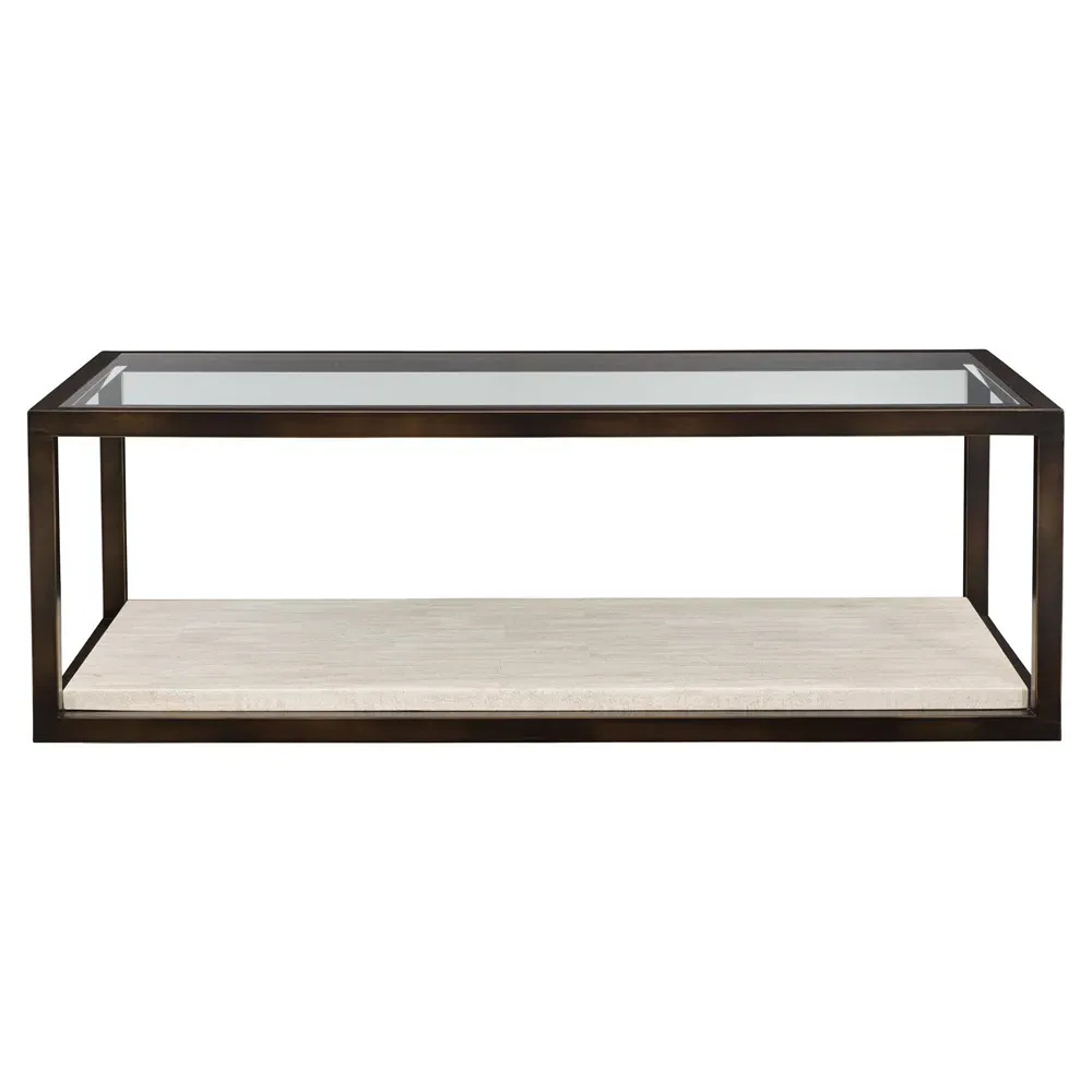 Jade Rectangular Coffee Table - Bronze, Travertine image