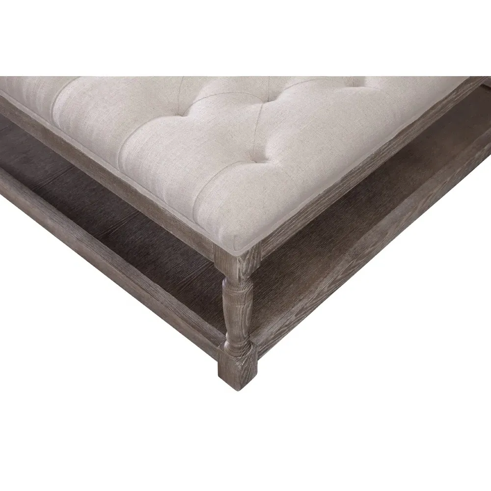 Jade Square Cocktail Ottoman - Beige, Linen