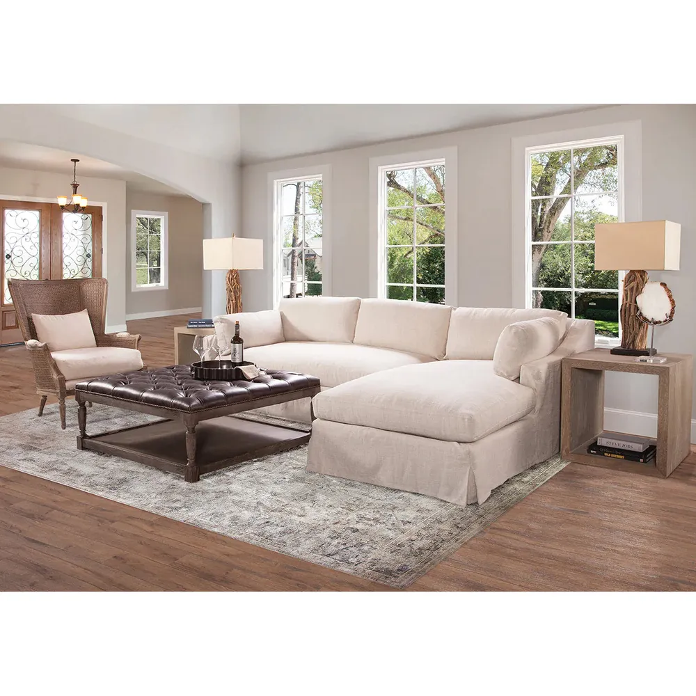 Jade Square Cocktail Ottoman - Brown, Leather