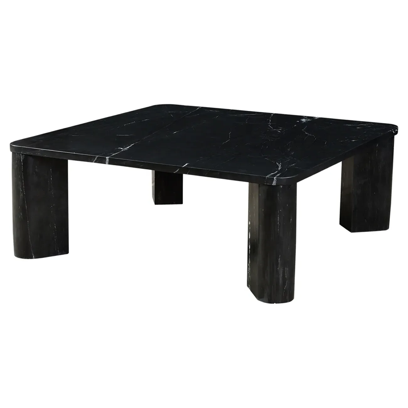 Jaden Square Coffee Table - Black, Marble