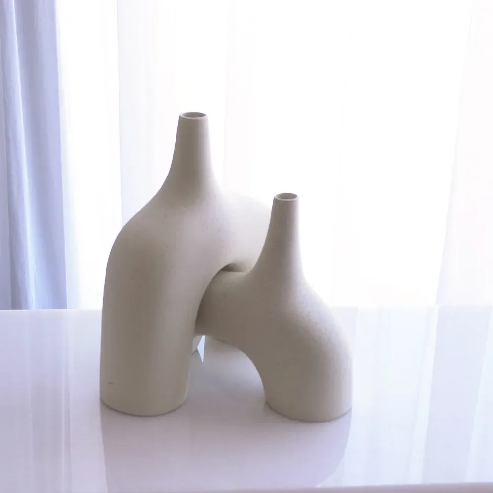 Jadus Large Decorative Table Vase - Cream, Ceramic