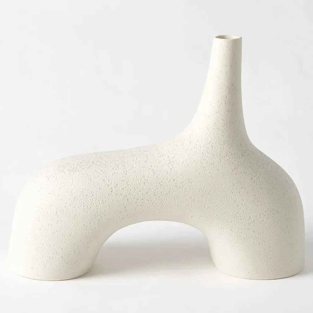 Jadus Small Decorative Table Vase - Cream, Ceramic