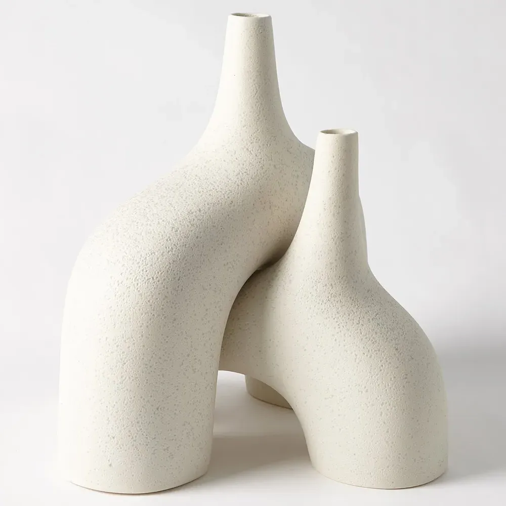 Jadus Small Decorative Table Vase - Cream, Ceramic