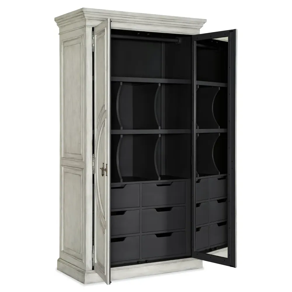 Jaiden Wardrobe with Mirror - White, Hardwood