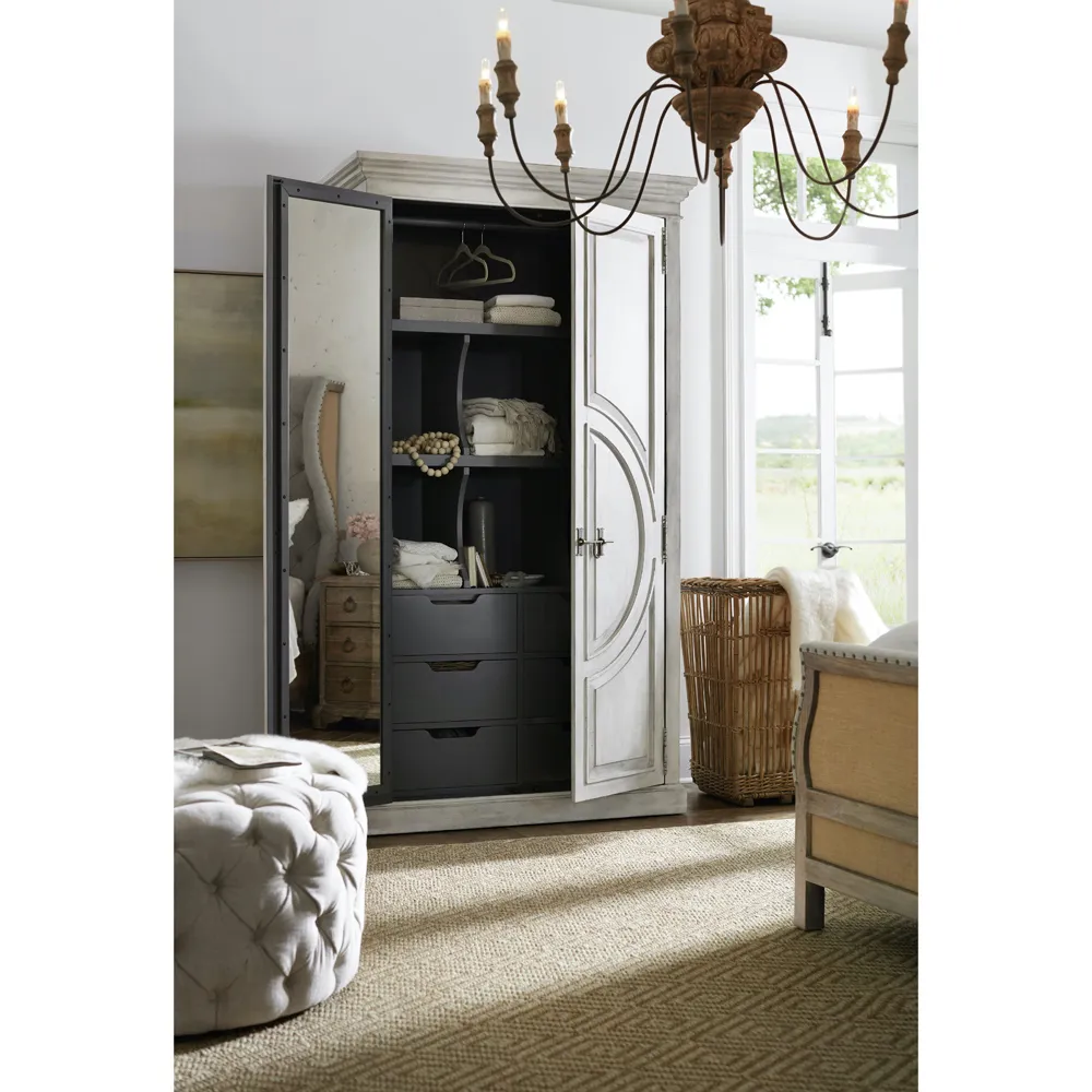 Jaiden Wardrobe with Mirror - White, Hardwood