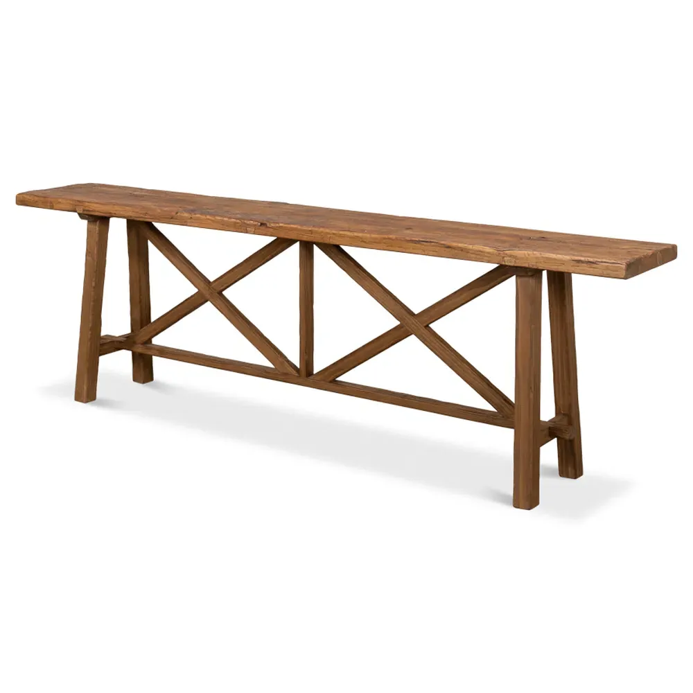 Jaime X Base Console Table - Brown, Reclaimed Pine