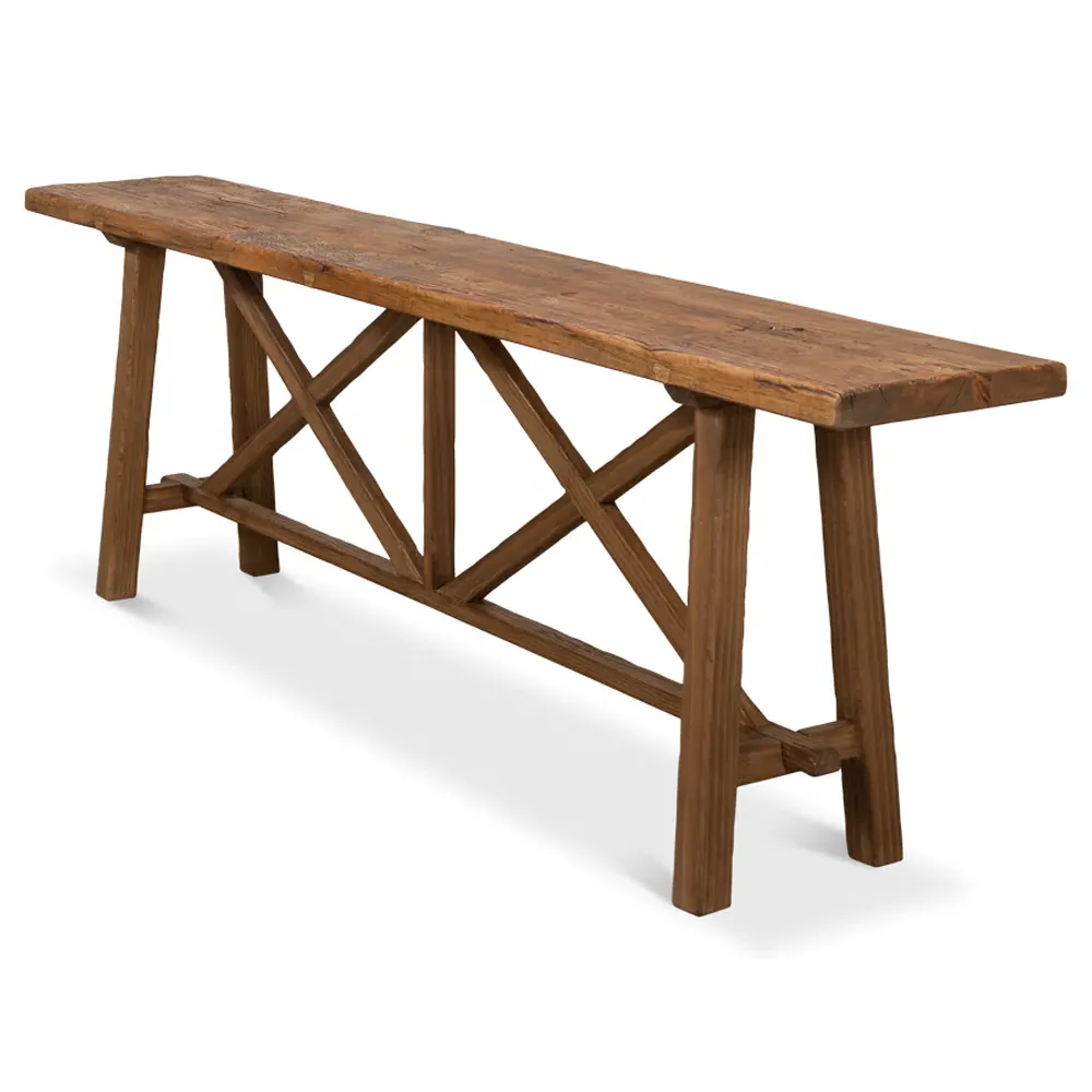 Jaime X Base Console Table - Brown, Reclaimed Pine
