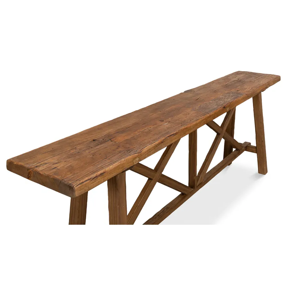 Jaime X Base Console Table - Brown, Reclaimed Pine