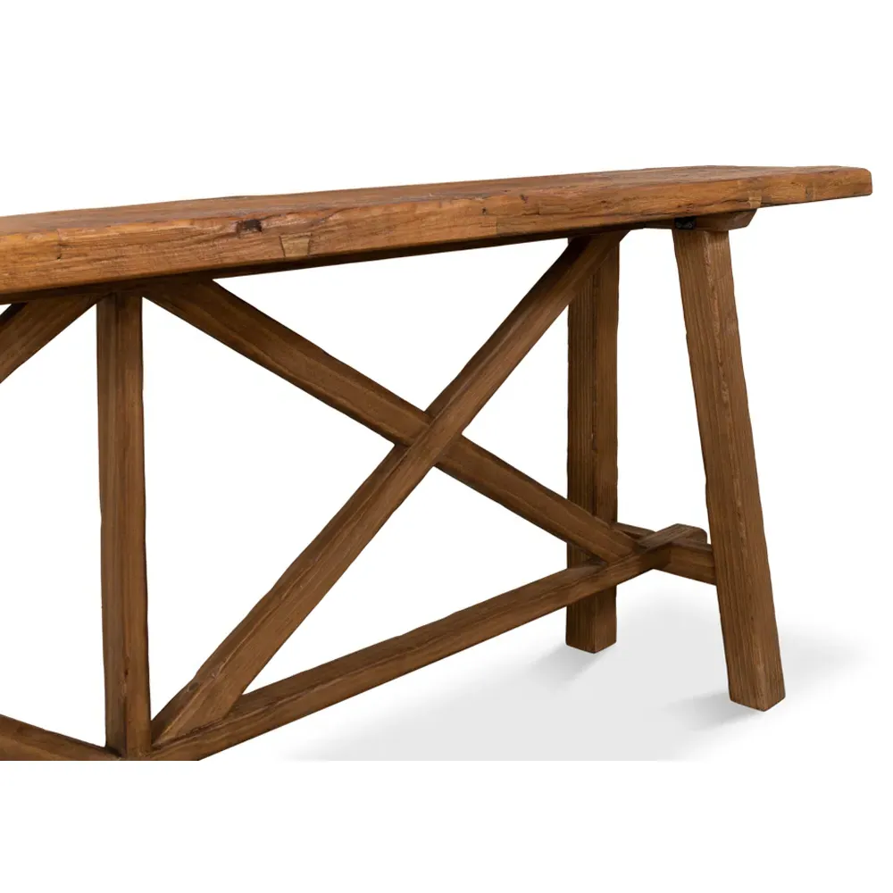 Jaime X Base Console Table - Brown, Reclaimed Pine