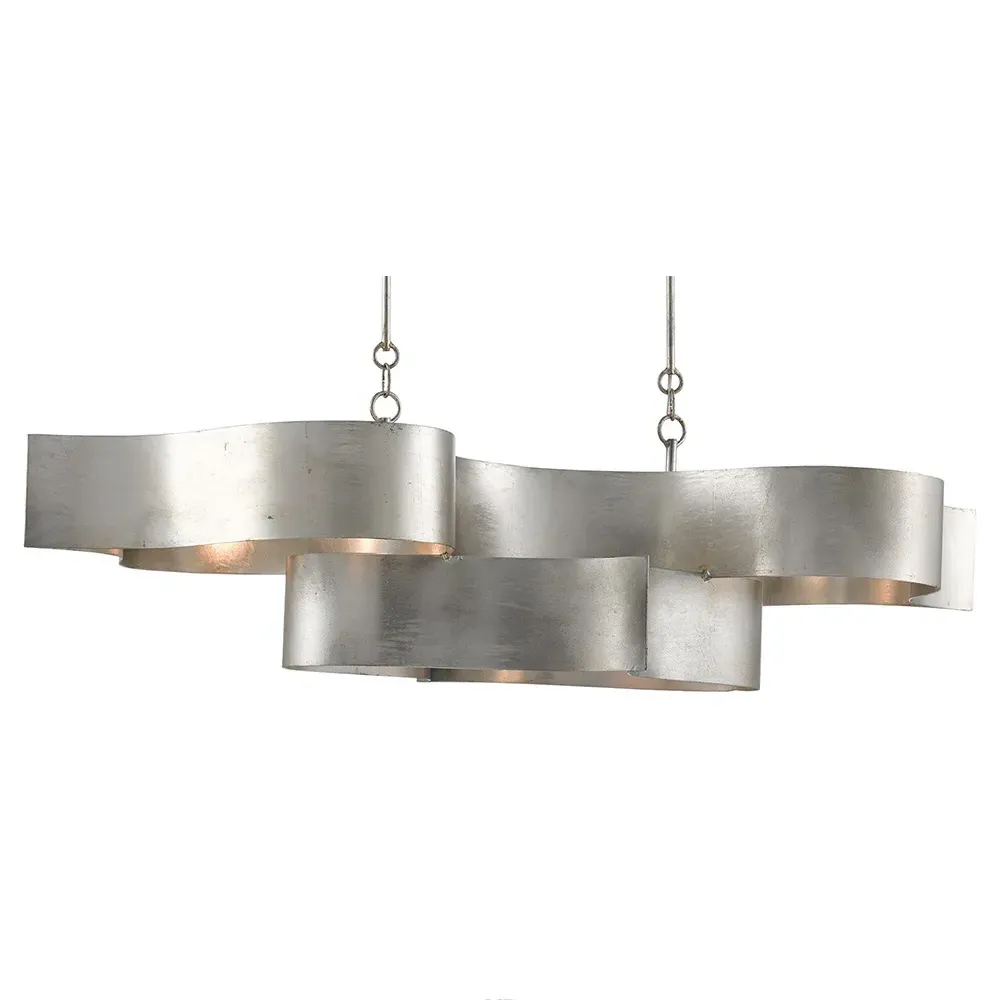 Jalbala Lotus Oval Chandelier - Silver, Wrought Iron