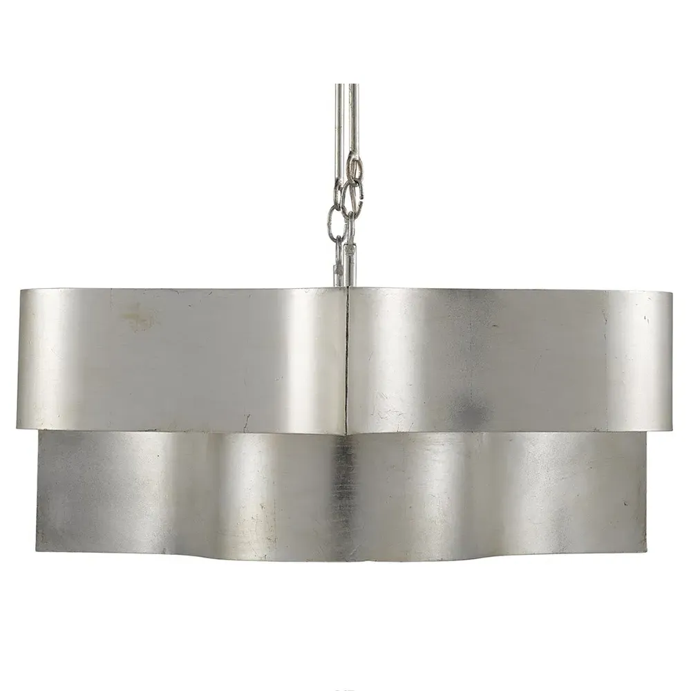 Jalbala Lotus Oval Chandelier - Silver, Wrought Iron