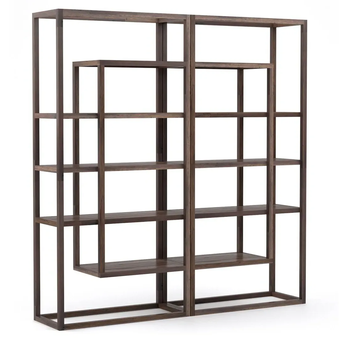 Jam Double Bookcase - Brown, Acacia Wood