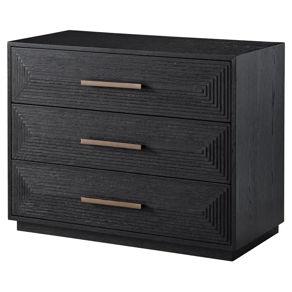 James 3 Drawer Dresser - Black, Oak Wood