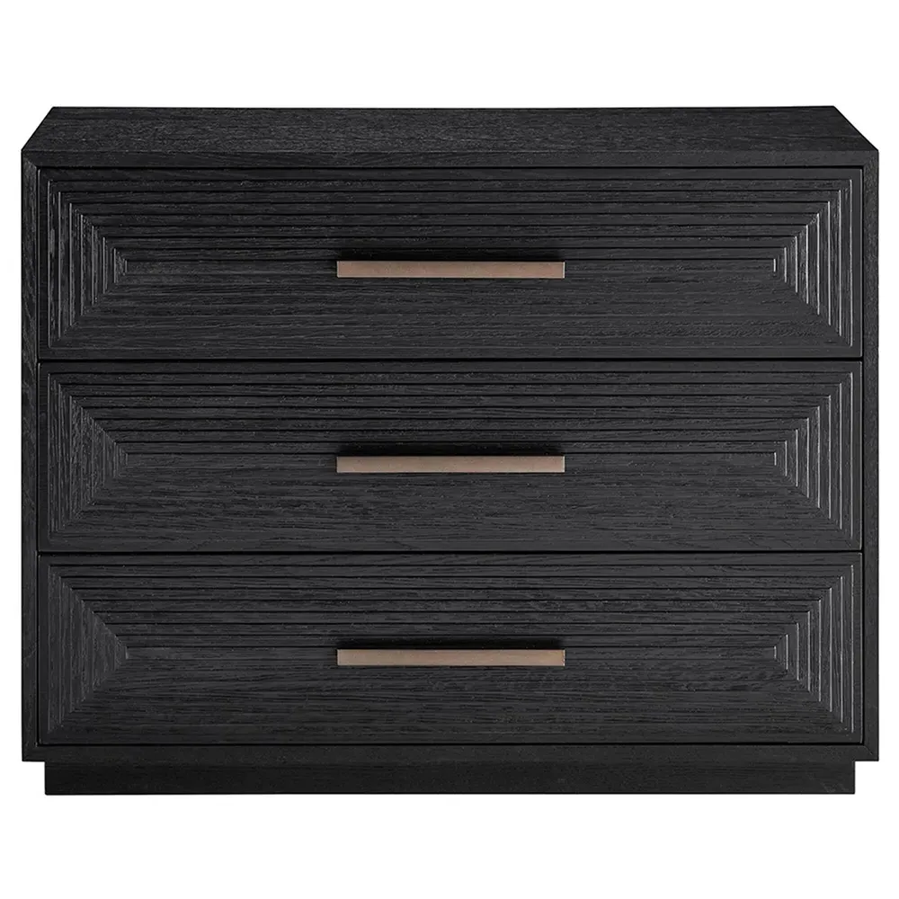 James 3 Drawer Dresser - Black, Oak Wood