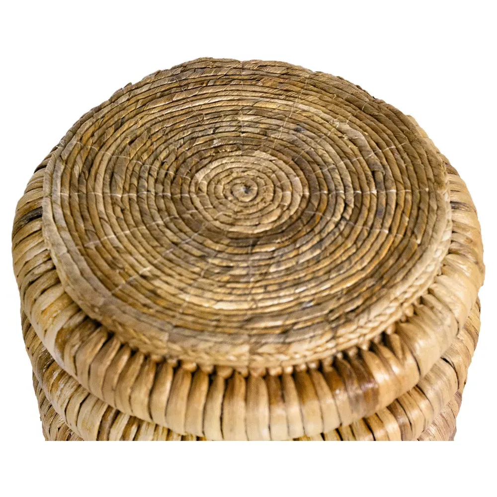 James Round Side Table - Brown, Water Hyacinth