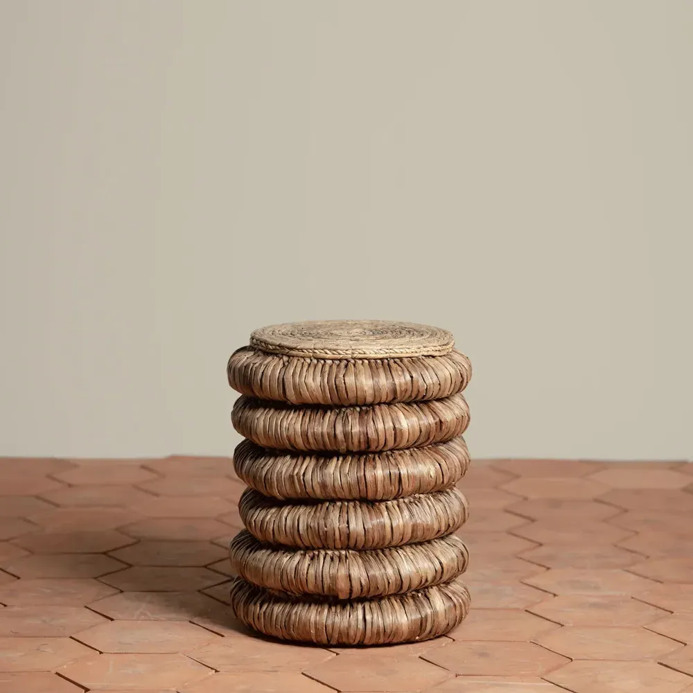 James Round Side Table - Brown, Water Hyacinth