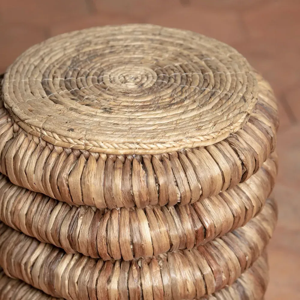 James Round Side Table - Brown, Water Hyacinth