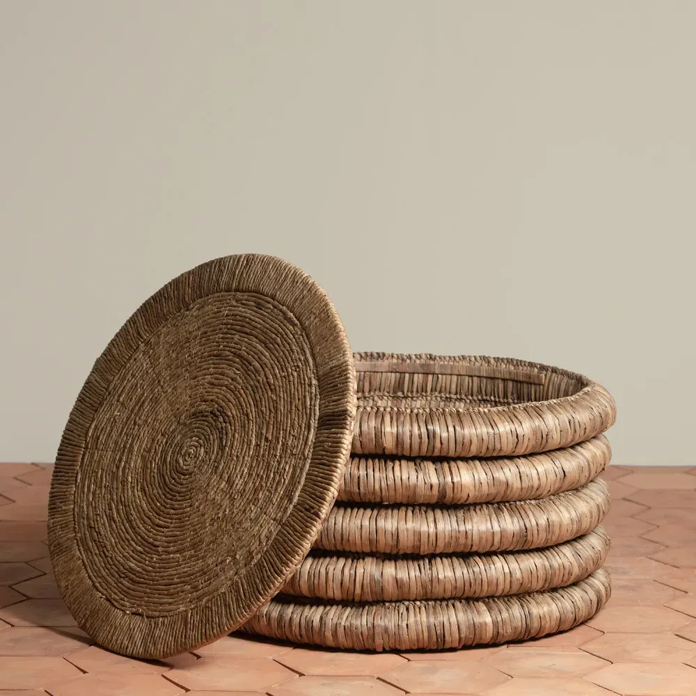 James Round Storage Coffee Table - Brown, Water Hyacinth