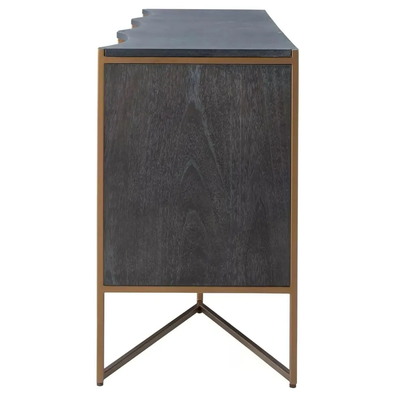 Jameson Media Cabinet with Gold Trim - Black, Oak Wood