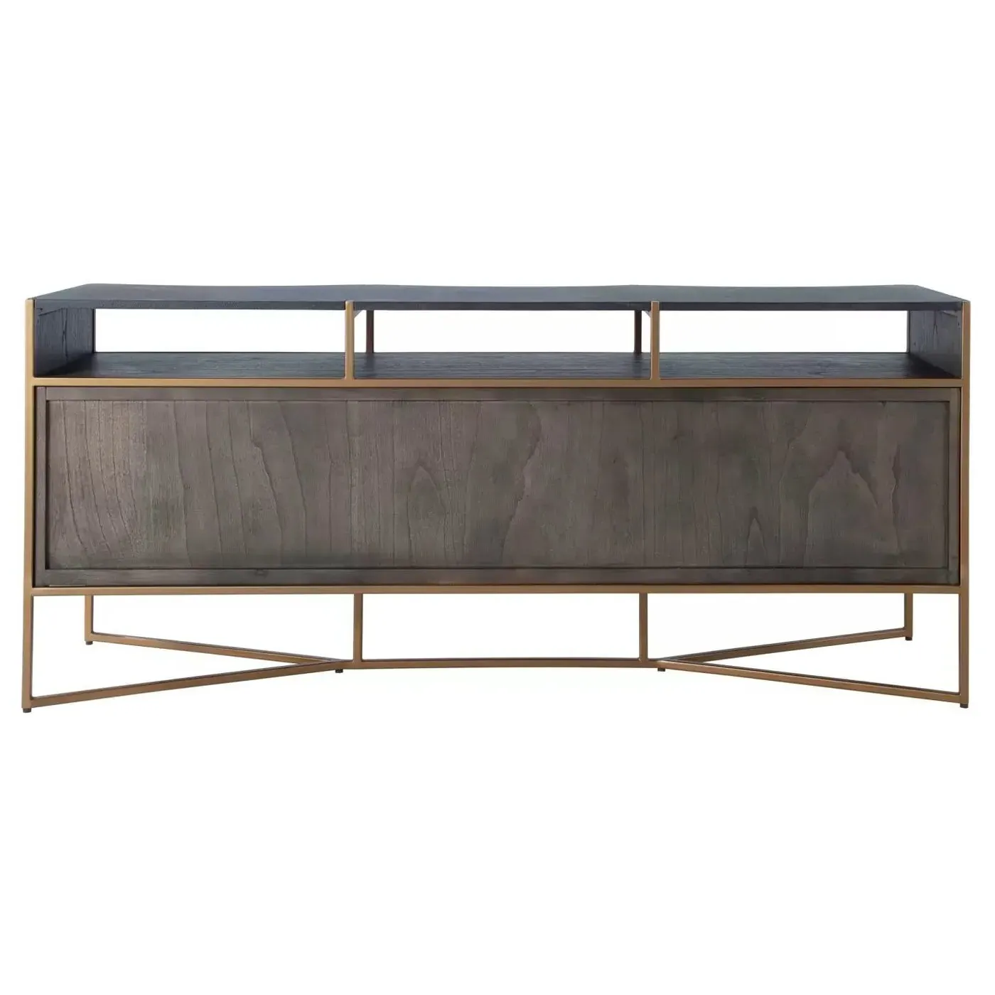 Jameson Media Cabinet with Gold Trim - Black, Oak Wood