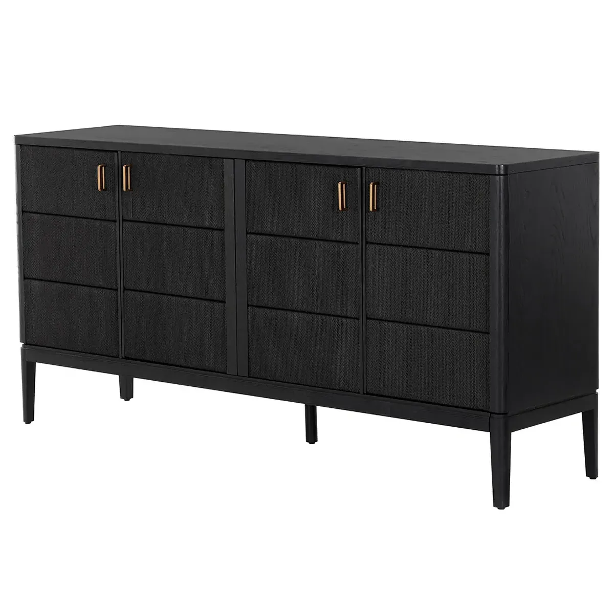 Jamil Oak Wood Sideboard with Rope Doors - Black
