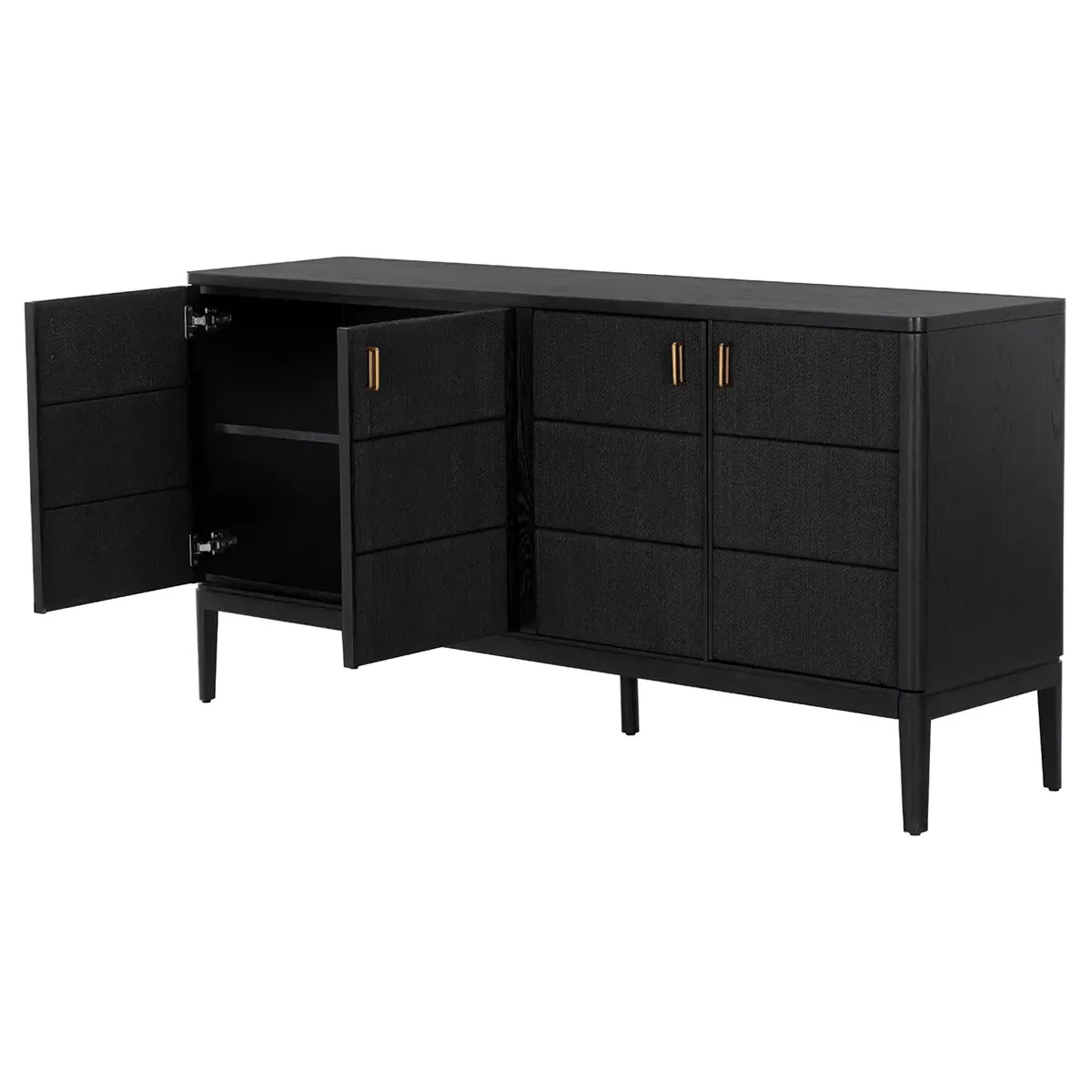 Jamil Oak Wood Sideboard with Rope Doors - Black