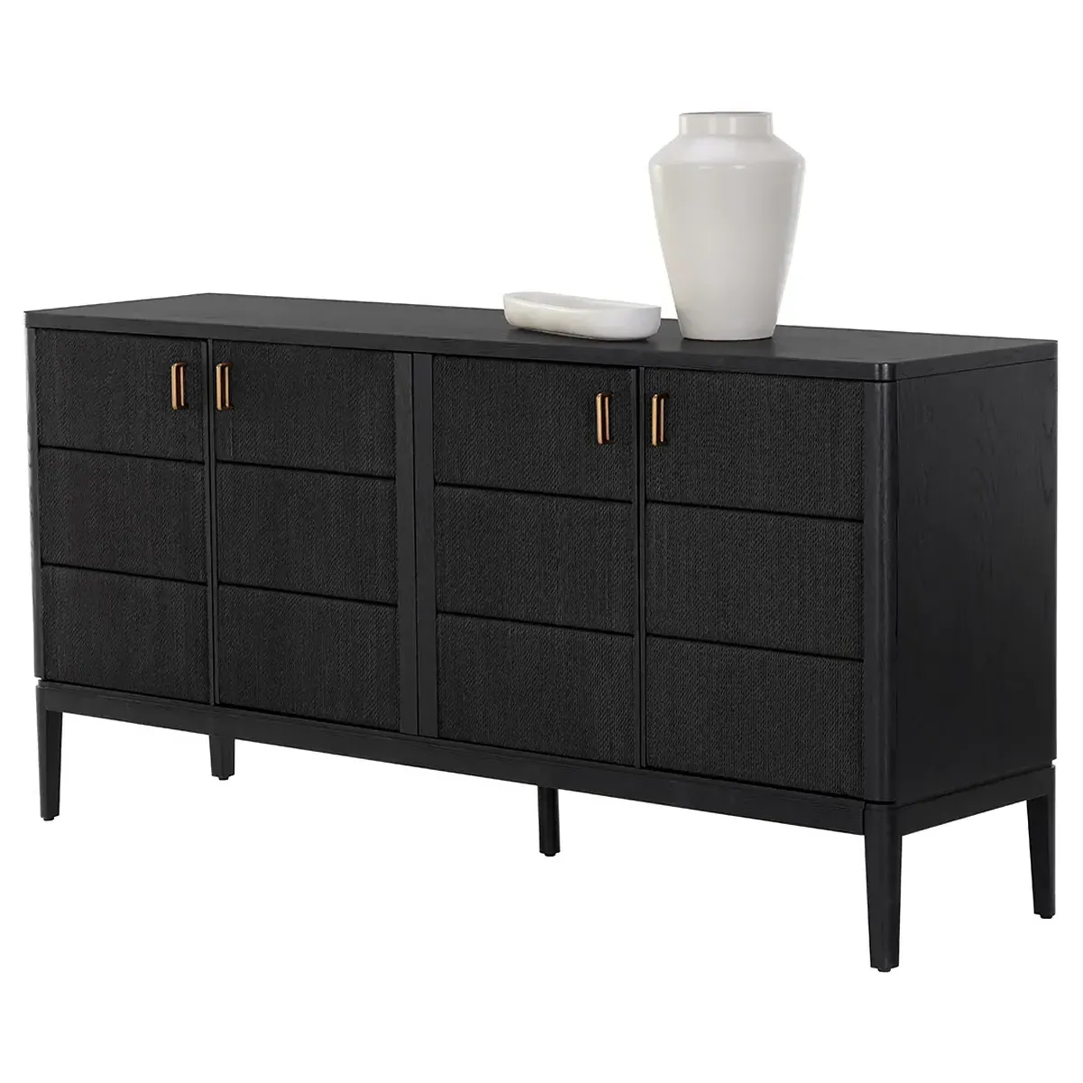 Jamil Oak Wood Sideboard with Rope Doors - Black