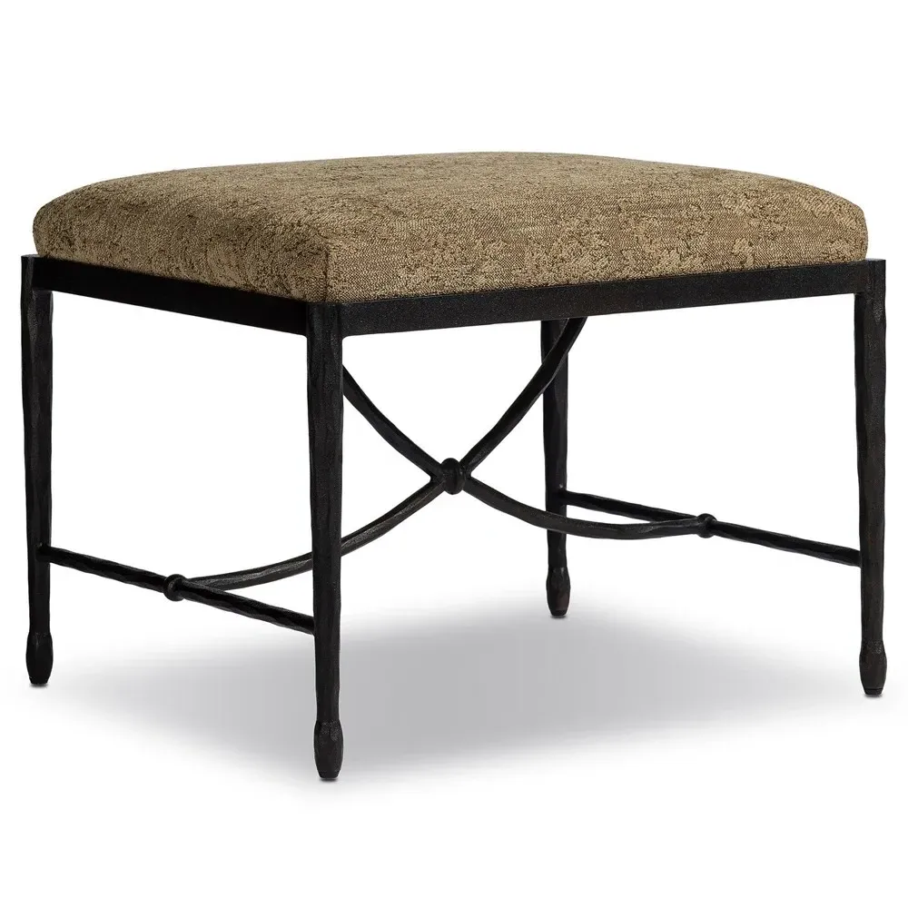 Jane Rectangular Stool - Brown, Printed Fabric