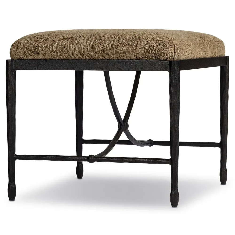 Jane Rectangular Stool - Brown, Printed Fabric