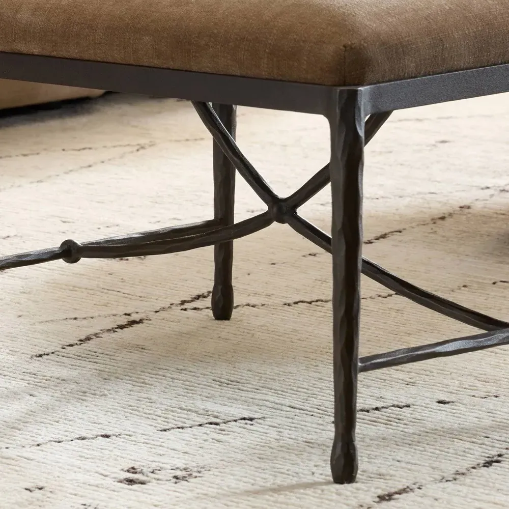 Jane Rectangular Stool - Mushroom, Velvet