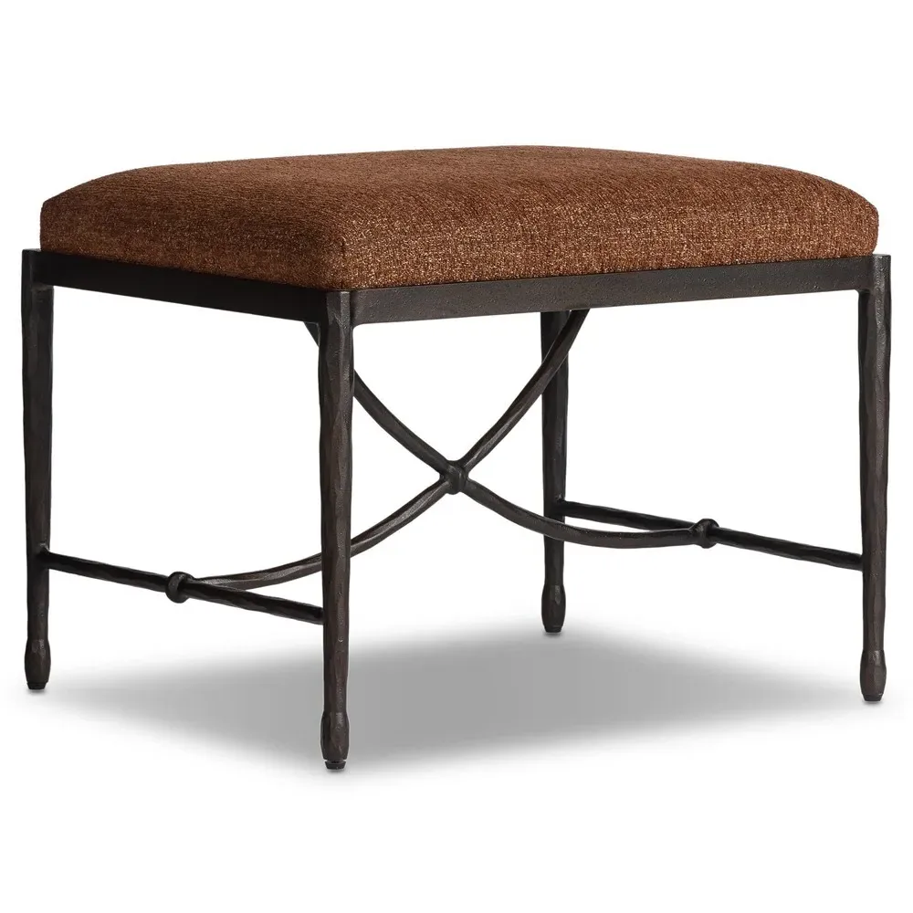 Jane Rectangular Stool - Sienna, Velvet