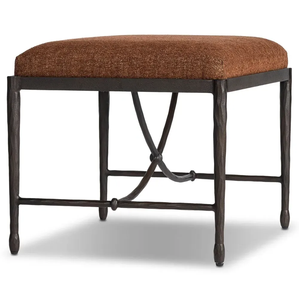 Jane Rectangular Stool - Sienna, Velvet