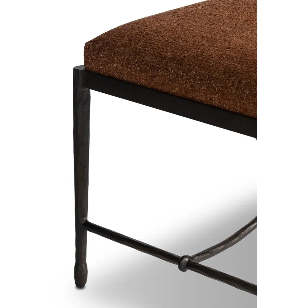 Jane Rectangular Stool - Sienna, Velvet