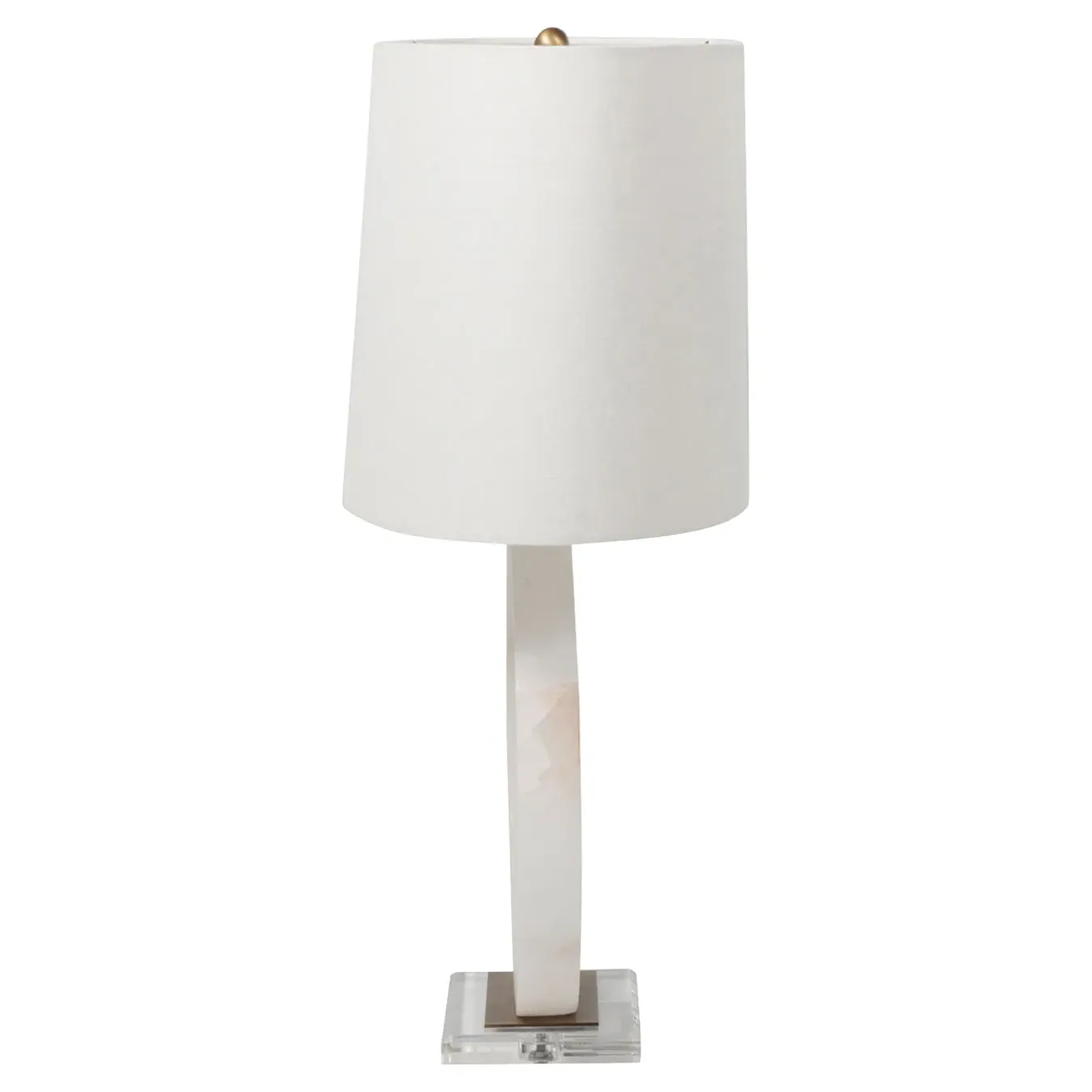 Janelle Brass Ring Alabaster Table Lamp - White, Alabaster
