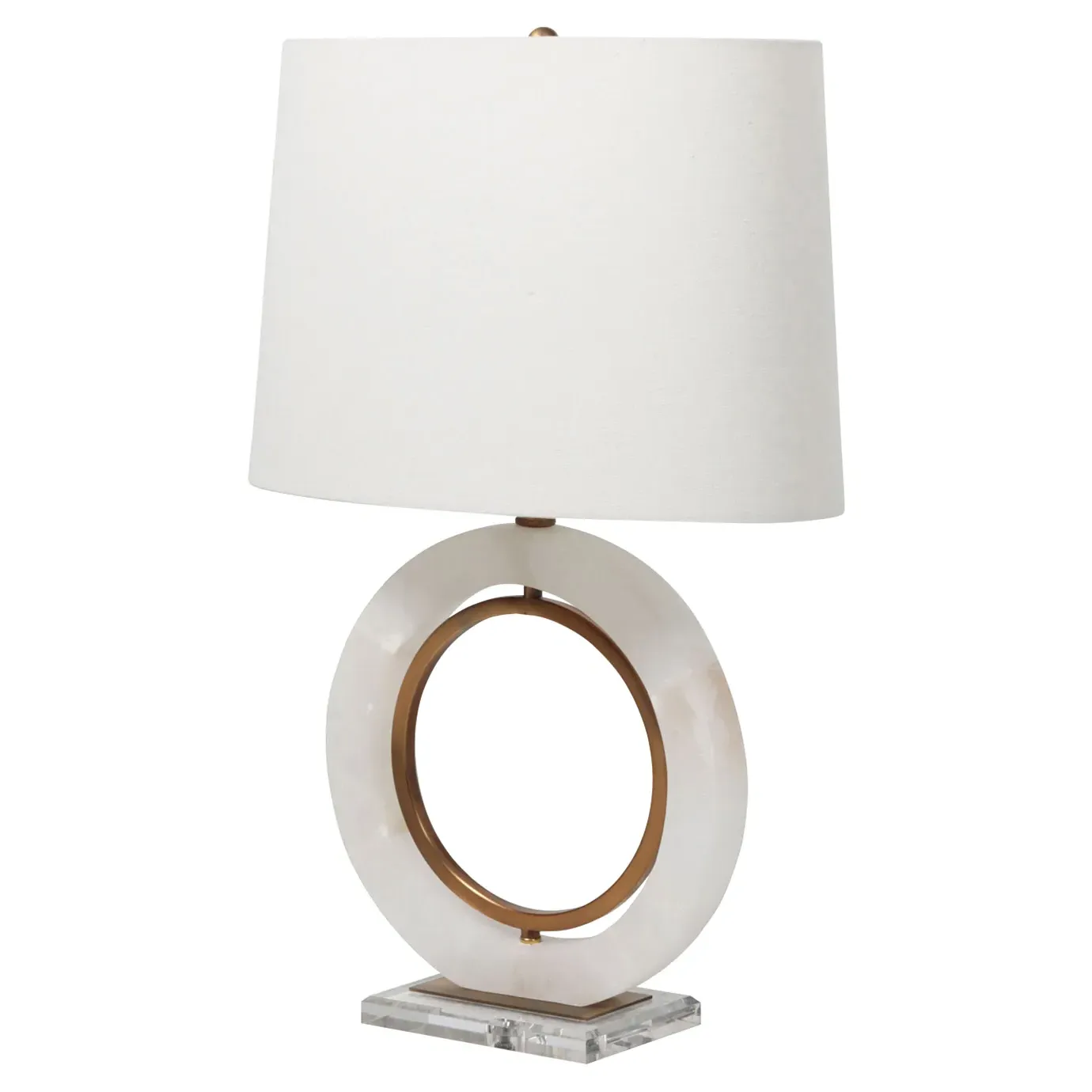 Janelle Brass Ring Alabaster Table Lamp - White, Alabaster