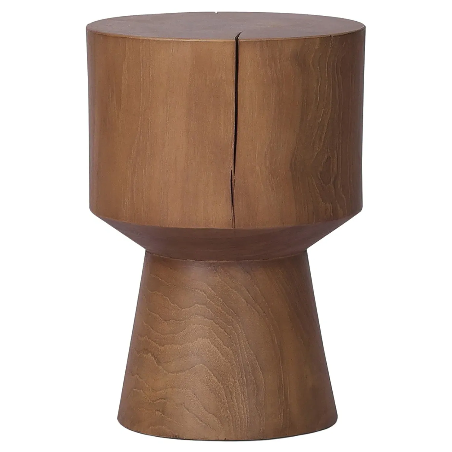 Janey Round Outdoor Side Table - Natural, Teak image