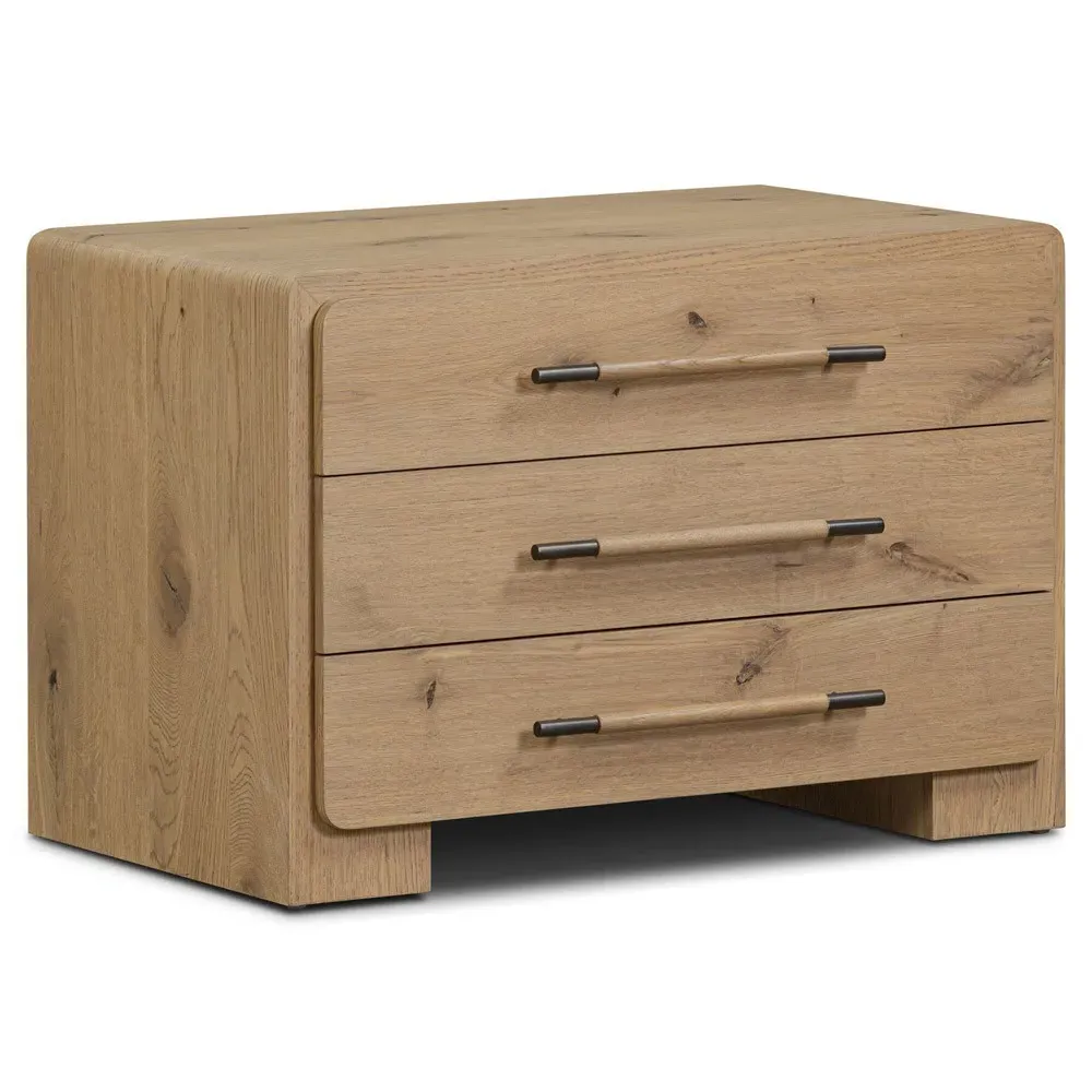 Janice Wide Nightstand - Brown, Oak