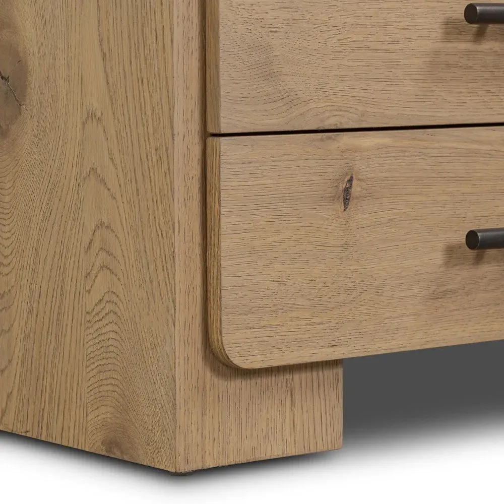 Janice Wide Nightstand - Brown, Oak