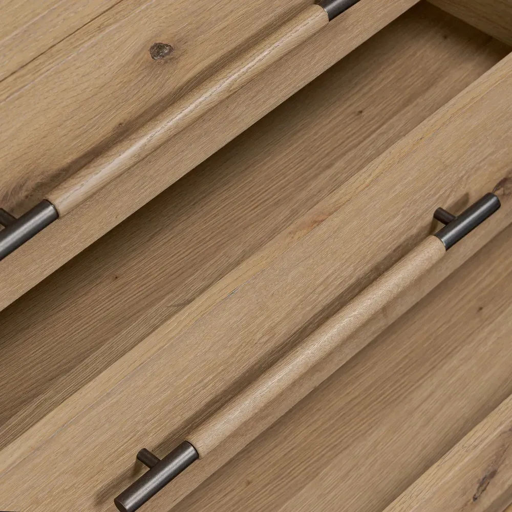 Janice Wide Nightstand - Brown, Oak