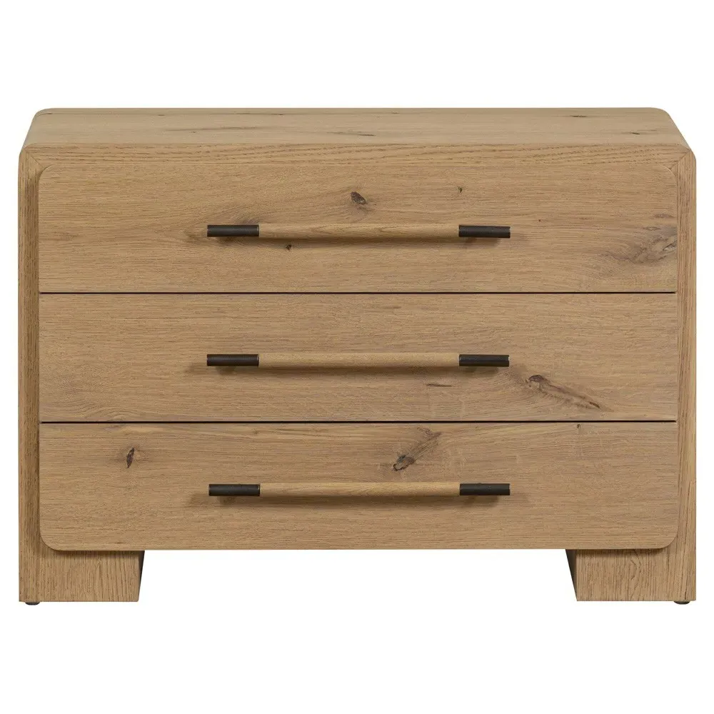 Janice Wide Nightstand - Brown, Oak image