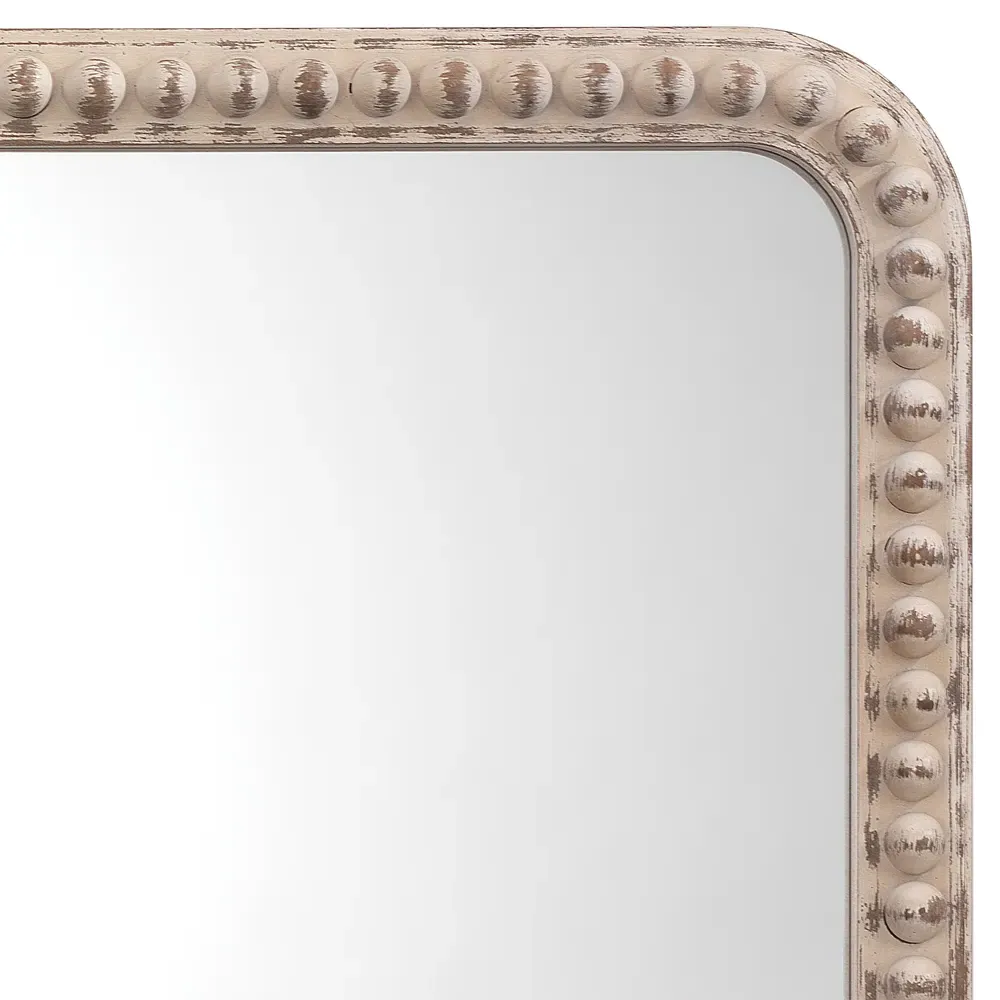 Janis Rectangular Wall Mirror - White Washed, Wood