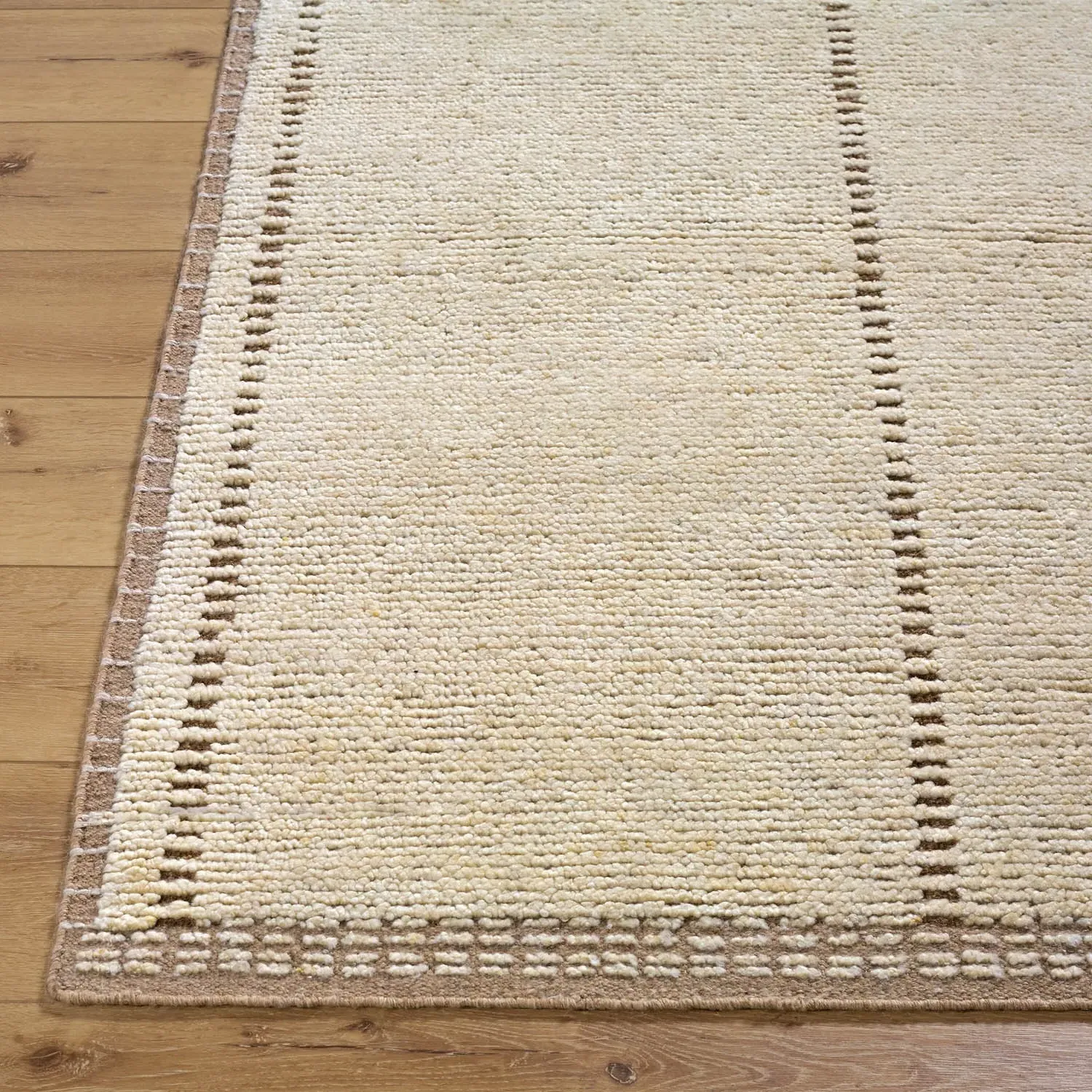 Janis Striped Hand Knotted Rug - Beige, Wool
