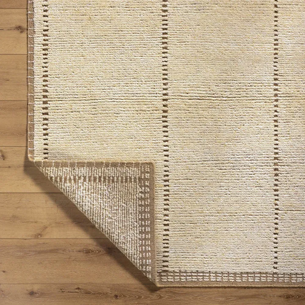 Janis Striped Hand Knotted Rug - Beige, Wool