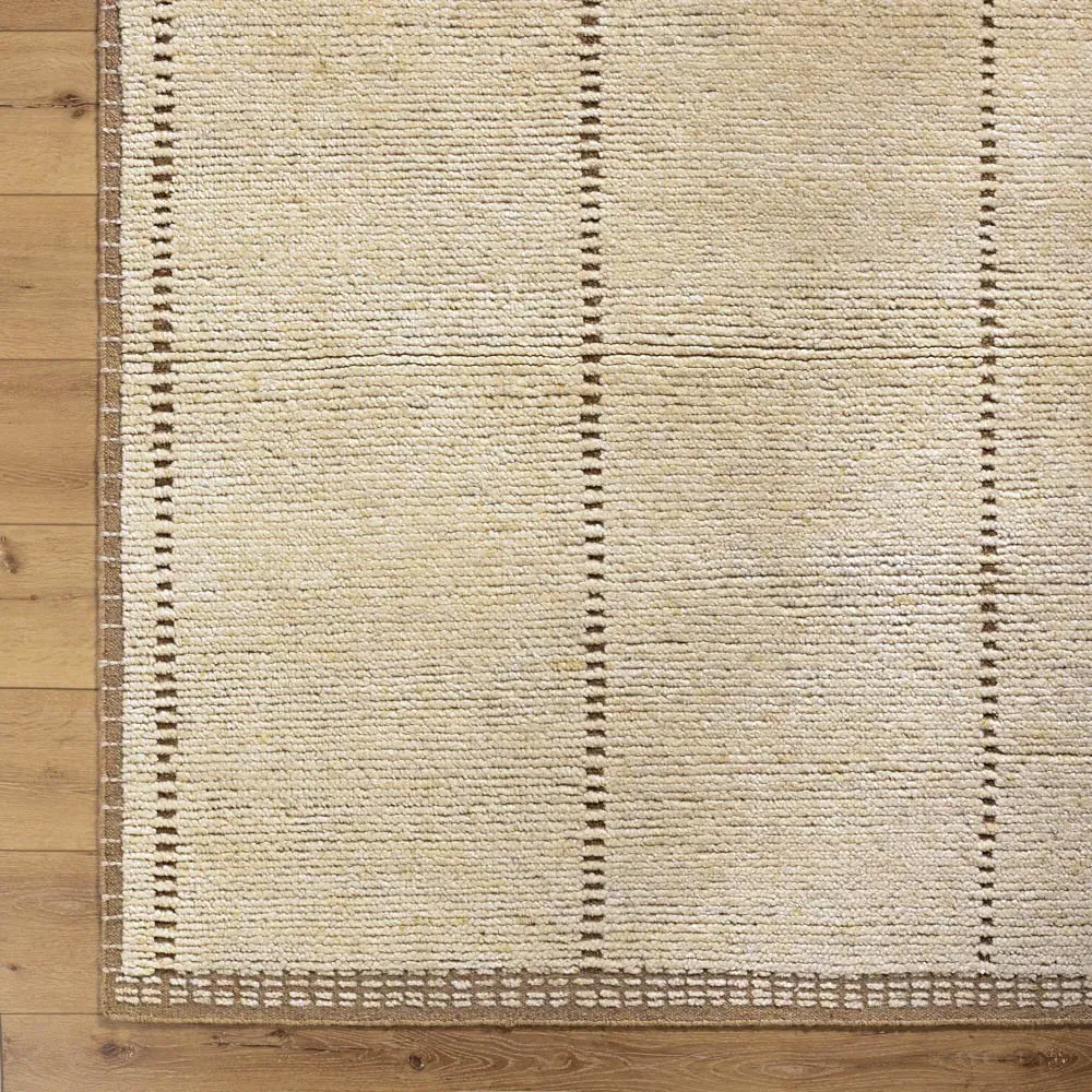 Janis Striped Hand Knotted Rug Sample - Beige, Wool