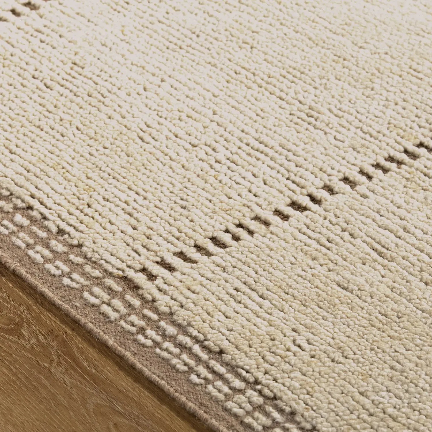 Janis Striped Hand Knotted Rug Sample - Beige, Wool