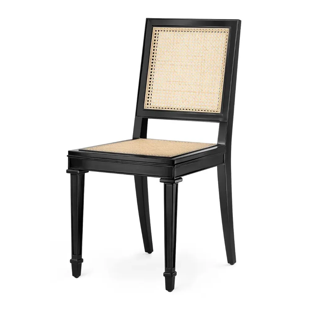 Jansen Woven Cane Side Chair - Black, Mahogany